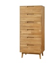 NordicStory Cómoda alta de madera maciza de roble &quot;Escandi 6&quot; 60 x 45 x 139 cm.
