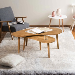 NordicStory Mesa de centro apilables de madera maciza de roble &quot;Escandi&quot; 120 x 60 x 43 cm. / 85 x 40 x 38 cm.